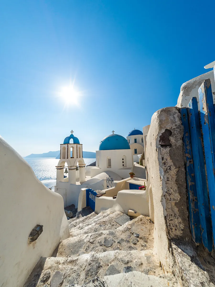 Vista su Oia a Santorini, Grecia